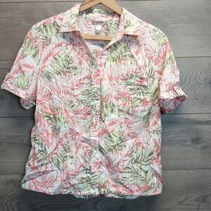 White Stag Floral Print Button Up Shirt Womens Size XL 16-18